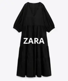 【新品未使用】ZARA ザラ　ポプリンパネルワンピース　ロングワンピース　Ｍ