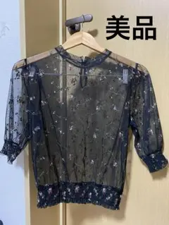 シースルーブラック刺繍トップス