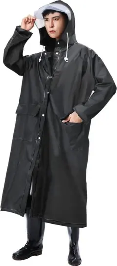 レインコート　ロング丈　Lサイズ　ブラック　男女兼用