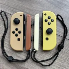 Switchジョイコン互換コントローラーベージュ黄色セットストラップ付きジャンク