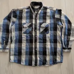 ひ*そ様 【オーバーサイズ】ネルシャツ 青 黒 白 ブロックチェック