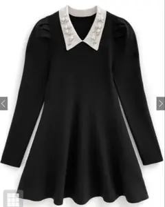 パールカラーニットフレアミニワンピース［dr795］