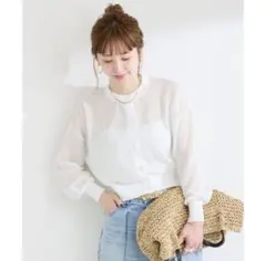 BC.STOCK 手洗い可/シアークルーカーディガンのサムネイル