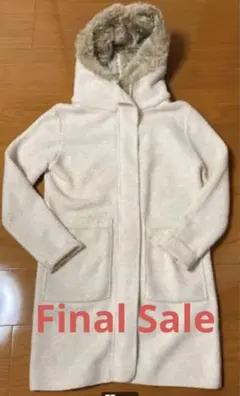 裏時ファーフード付きロングニットコート　ZARA