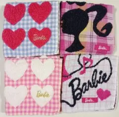 Barbie　タオルハンカチ４枚セット ハートデザイン