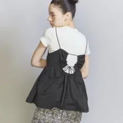 BEAUTY&YOUTH コットンナイロン バックホール キャミソール