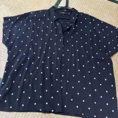 ユニクロ　UNIQLO レーヨンプリントオーバーサイズシャツ L 黒