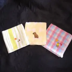 動物刺繍タオルハンカチ3枚セット