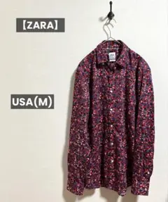 【ZARA】ザラ 長袖 メンズ シャツ USA(M) 総柄 花柄 ボタニカル