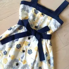 チェスティ サイズ１ 花柄刺繍 ノースリーブワンピース ネイビー×イエローのサムネイル