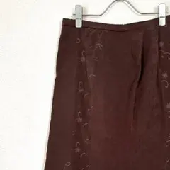 ロングスカート フレア 花柄刺繍 シンプル 裏地付き きれいめ 大きめ