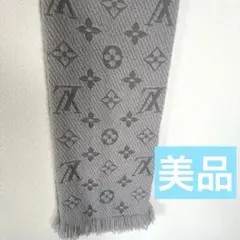 【美品】Louis Vuitton グレー モノグラムマフラー
