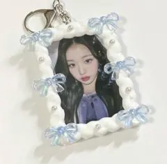 #700 ホイップデコ キーホルダー 青 白 水色 リボン バレエコア