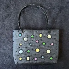 ブラック ビーズ刺繍 パーティーバッグ