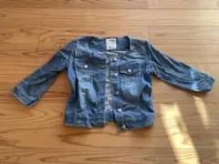 ikka デニムジャケット ノーカラー 七分袖