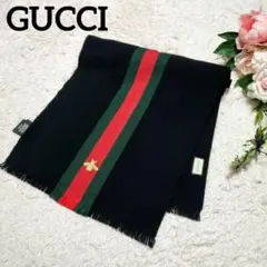 ピ*ー様 71637 GUCCI レッドチェック リバーシブルマフラー ブラック