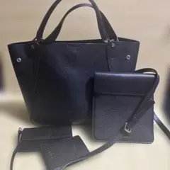 BARCOSレザー ブラック トートバッグ スマホショルダー付属品付き4点セットのサムネイル