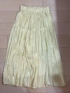 【ジーナシス】ギャザーロングスカート F パステルイエロー