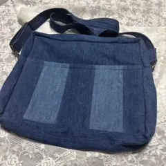 ダークブルーリメイクデニム メッセンジャーバッグ