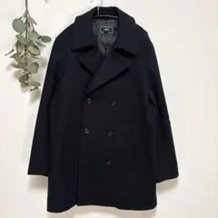 ブラック ピーコート ウールコート 毛100% ジャケット アウター 重厚感