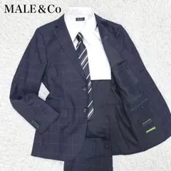MALE&Co スーツ A6 ネイビー ウィンドウチェック カジュアル 美品 Lのサムネイル