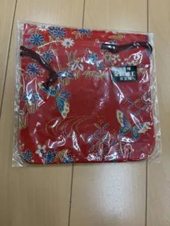花柄レッドポーチ（巾着）