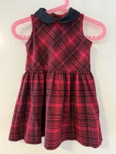 ラルフローレン　18ヶ月　赤と黒のチェック柄ノースリーブワンピース