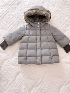 ダウンコート グレー ファー付きフード110センチ