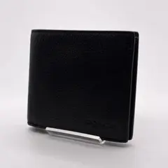 【美品】コーチ COACH 2つ折り財布 ペブルレザー シボ革 ブラック 黒