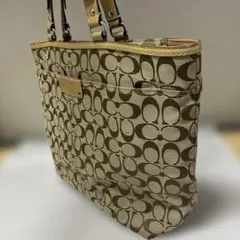 【美品】COACH コーチ ロゴプリント ブラウン ハンドバッグ トートバッグ