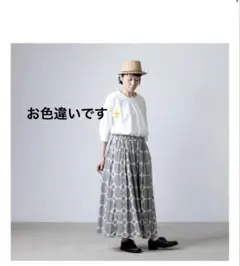 ina イナ❤️コットンリネン ドットスカート　ロング　ウエストゴムのサムネイル