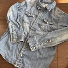 デニム 長袖シャツ ボタン付きポケット H&M 120