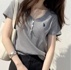 【U.S. POLO ASSN.】細見え！接触冷感Vネックヘンリーリブカットソー