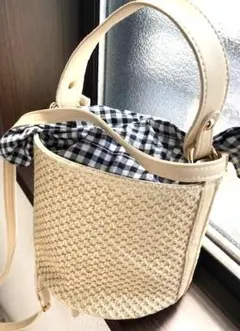 かわいいカゴバッグ*ショルダー付き*中袋あり