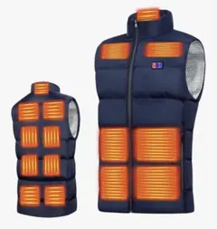 電熱ベスト ヒーターベスト 15箇所発熱 5秒速暖 L ネイビー