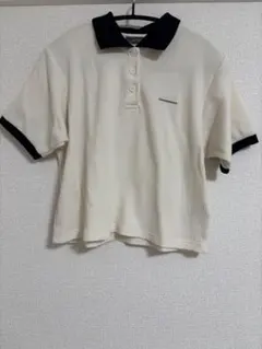 【nui nullu】メタルプレートリンガークロップドワッフルポロシャツ