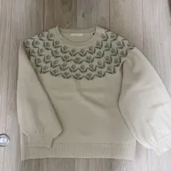 ehkä sopo ベージュ　花柄ニットセーター