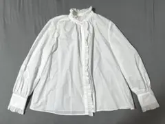 NATURAL BEAUTY BASIC フリル付きホワイトシャツ Mサイズ
