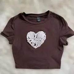 レディース ハートグラフィック 英字ハートロゴ 半袖クルーネックTシャツのサムネイル