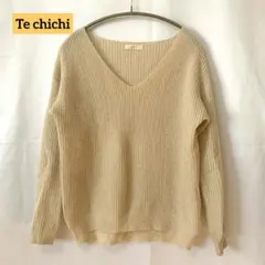 テチチ セーター ニット 長袖 Vネック オフホワイト M