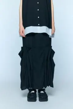 ほぼ未使用✨エンフォルド　2023年ギャザーペプラムロングスカート　M ネイビー ほぼ未使用✨エンフォルド 2023年ギャザーペプラムロング