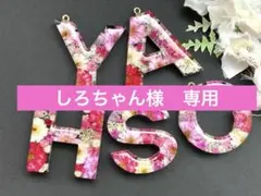 T イニシャルキーホルダー ピンク系マトリカリア レジン チャーム