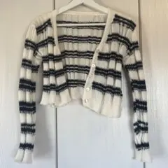 shein カーディガン ニット ボーダー S ショート丈