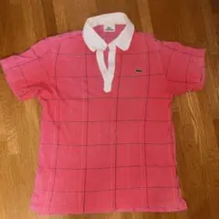 00s LACOSTE ラコステ 半袖ポロシャツ チェック柄 ピンク サイズ4