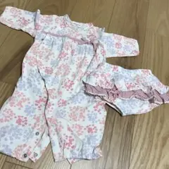 SENSE OF WONDER 花柄ロンパース、カバーパンツせっと