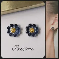 【一点物】クリアブルー ミニフラワー ピアス/イヤリング