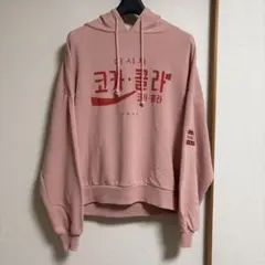 Coca-Cola コカコーラ ハングル 韓国語 プルパーカー ピンク 古着