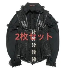 BODY LINEフリルブラウス リボンレース装飾　コルセット　ゴスロリロリータ