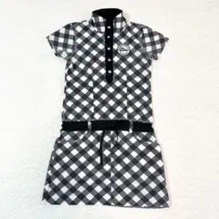 FILA GOLFフィラゴルフ ワンピース M 半袖 白黒 チェック柄 リボン
