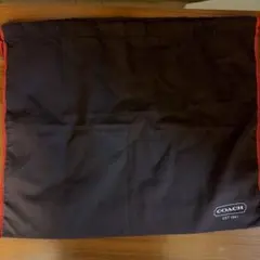 COACH 布袋 巾着袋 ドローストリングバッグ ブラウン 赤紐